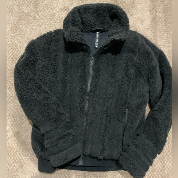 ATHLETA BLACK willow fleece ZIP UP SHERPA BLACK SZ. MED - Picture 2 of 5